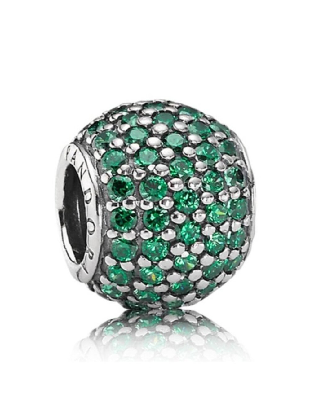 Pandora Sterling Silver Pave Lights Bead with Emerald Green Zirconia - 791051czn